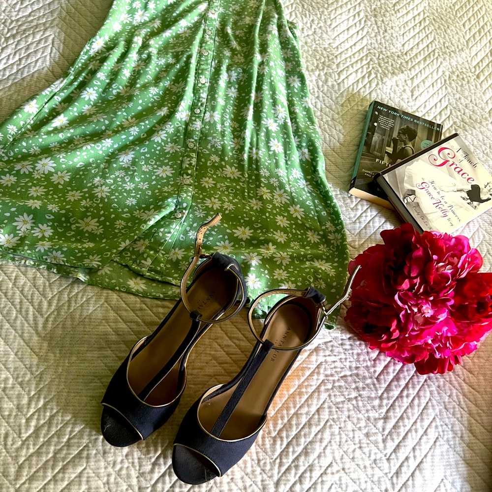 Navy Ann Taylor Wedges, gently-used